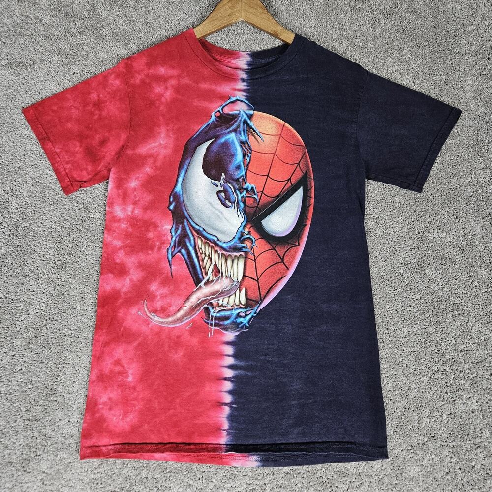Universal Studios Marvel T-Shirt Adult Small Red Tie Dye Spider-Man Venom Comics